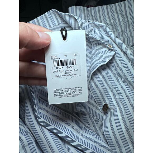 Coach Stripe Shirt Blue White Boho Dress 2 NWT - Picture 12 of 12